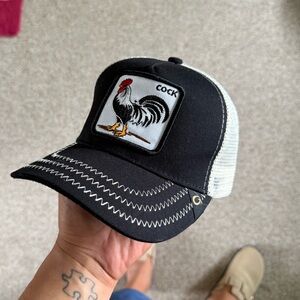 Goorin Bros Black and White Rooster Trucker Hat